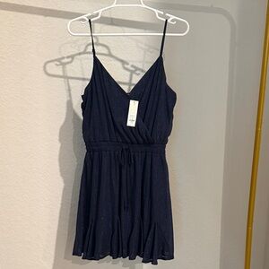 Navy Blue Shimmer Spaghetti Strap Dress - Medium